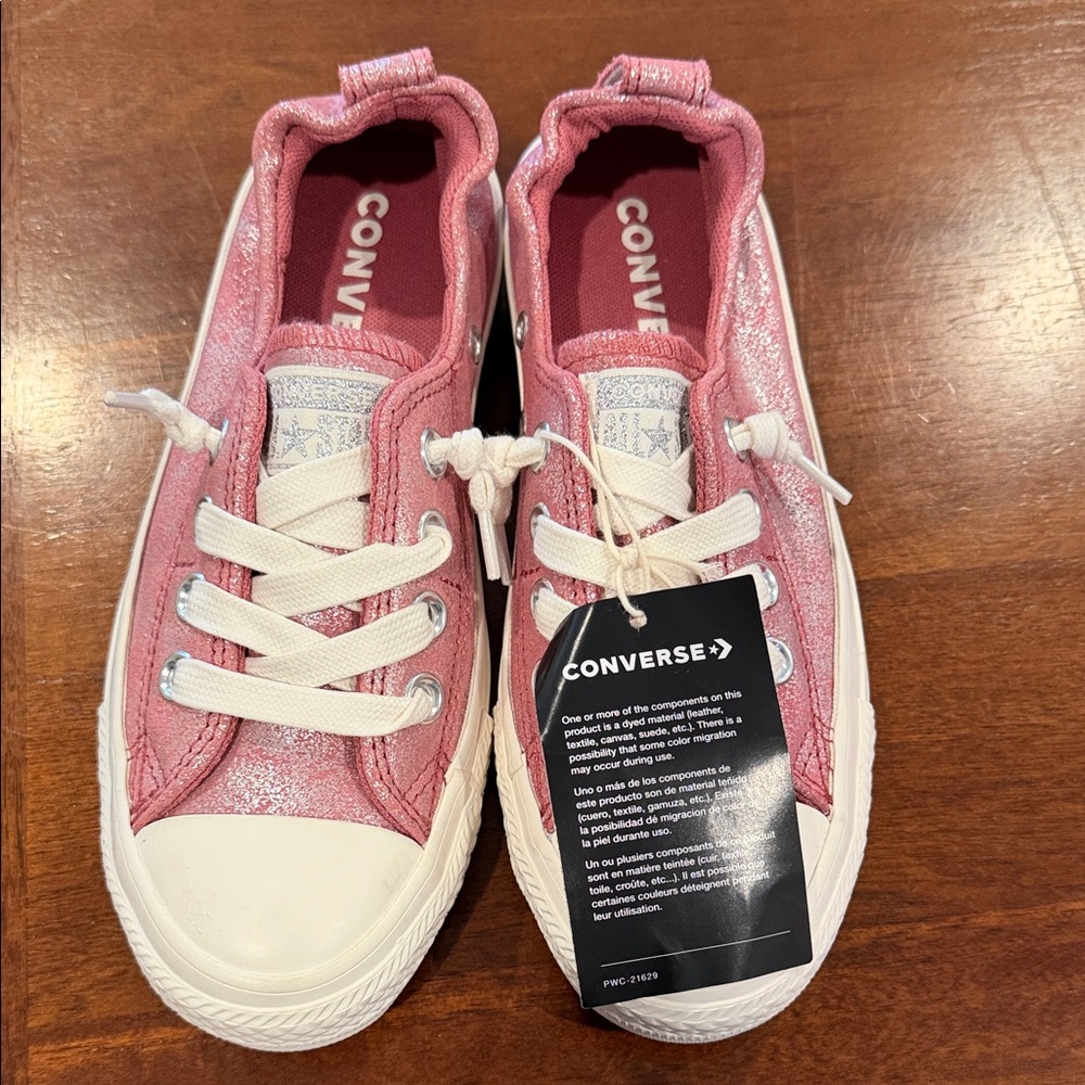 Converse Pink and White Low-Top Sneakers